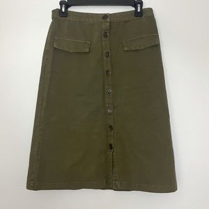 Zara corduroy midi skirt khaki Size Medium 100 % cotton